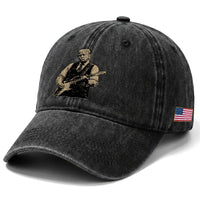 US Nation's Leader Playing Electic Rock Guitar Retro Vintage Washed Cotton Baseball Cap