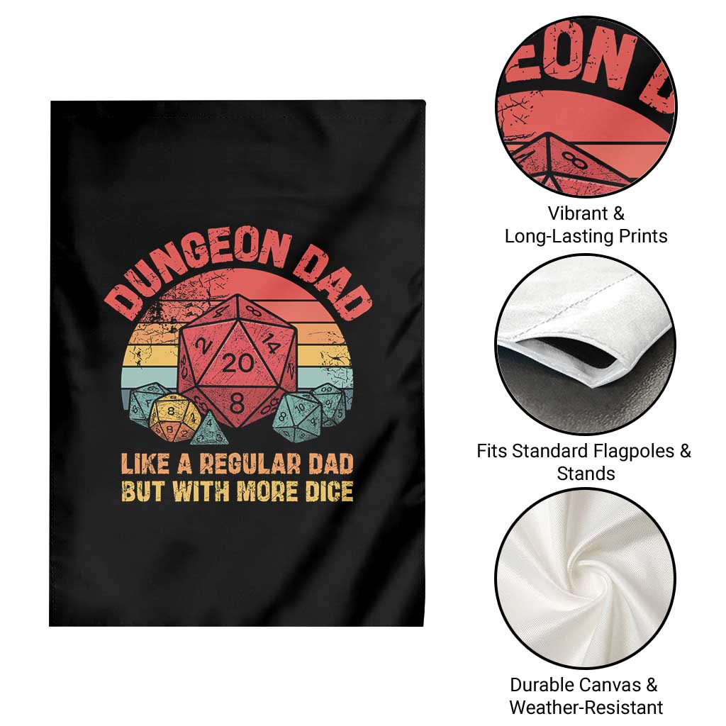 Dungeon Dad Like A Regular Dad But With More Dice Garden Flag RPG Father Gamer