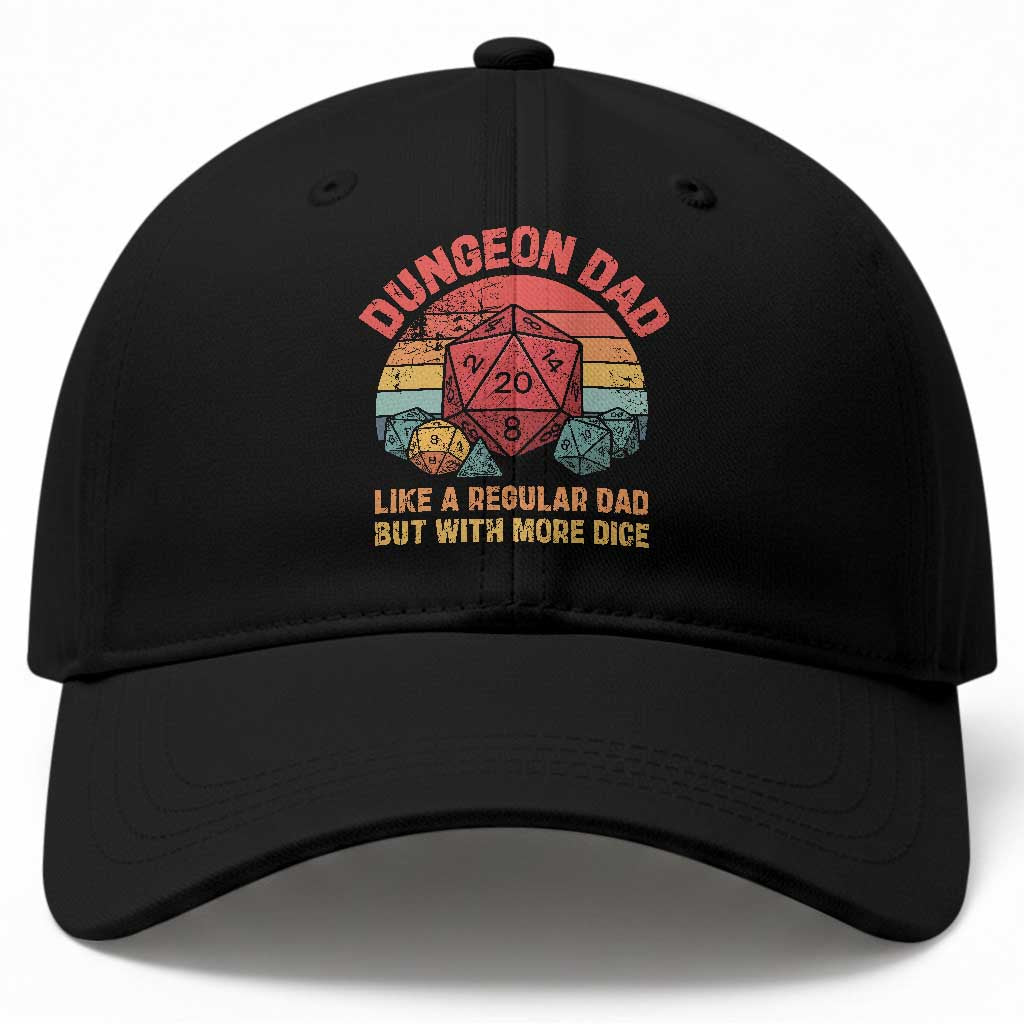 Dungeon Dad Like A Regular Dad But With More Dice Baseball Cap RPG Father Gamer