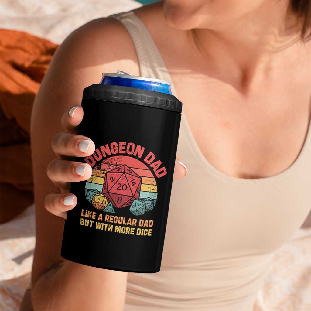 Dungeon Dad Like A Regular Dad But With More Dice 4 in 1 Can Cooler Tumbler RPG Father Gamer