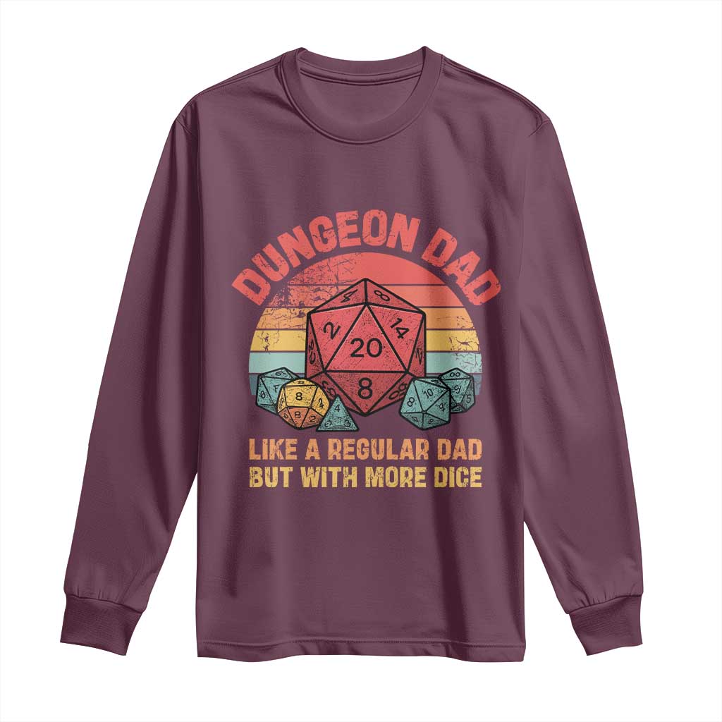 Dungeon Dad Like A Regular Dad But With More Dice Long Sleeve Shirt RPG Father Gamer