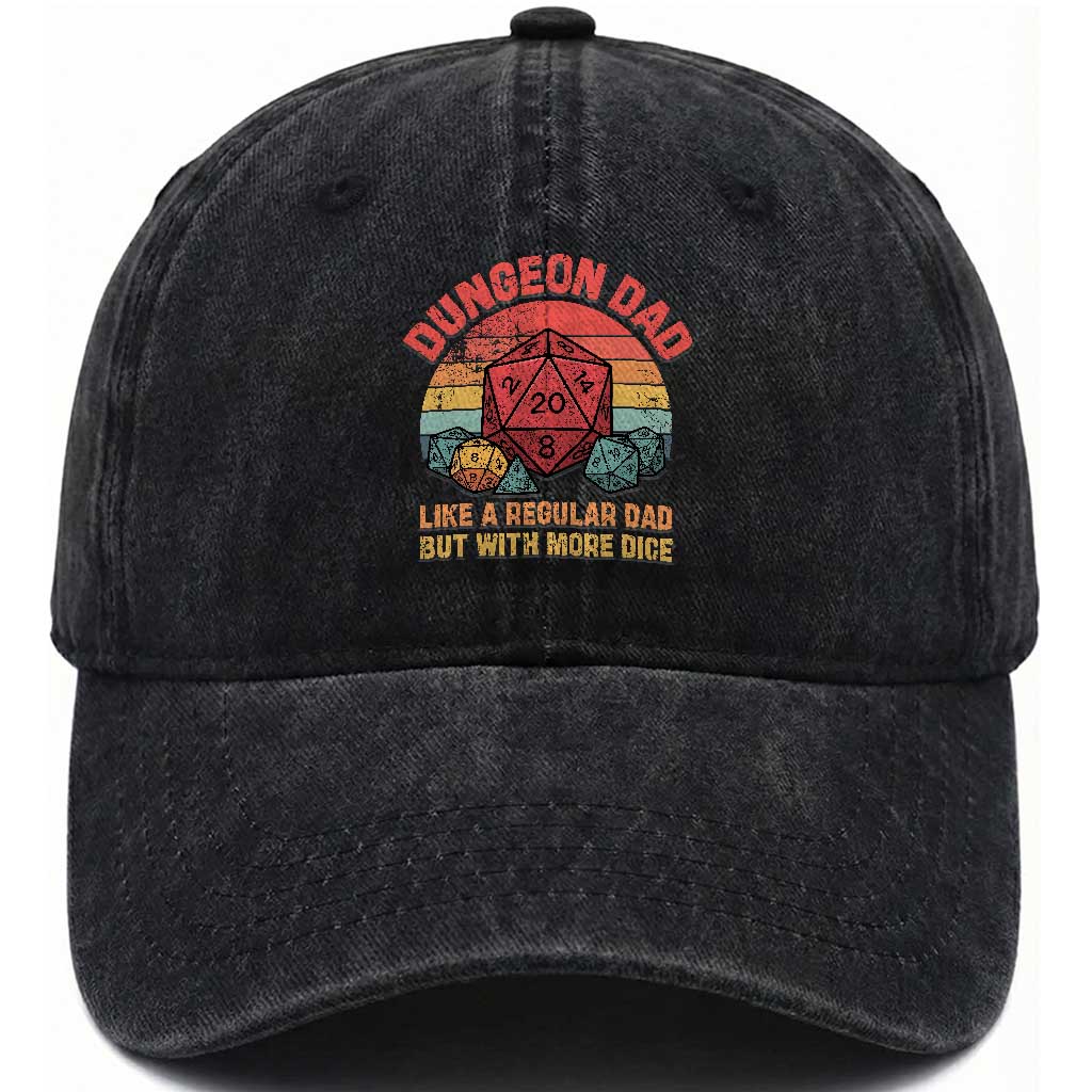 Dungeon Dad Like A Regular Dad But With More Dice Washed Cotton Baseball Cap RPG Father Gamer