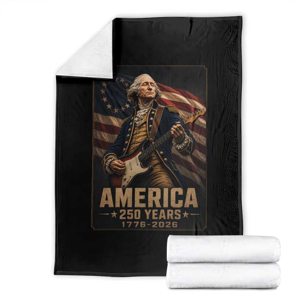 George Washington Playing Guitar USA 250th Anniversary Vintage 4th of July Throw Blanket