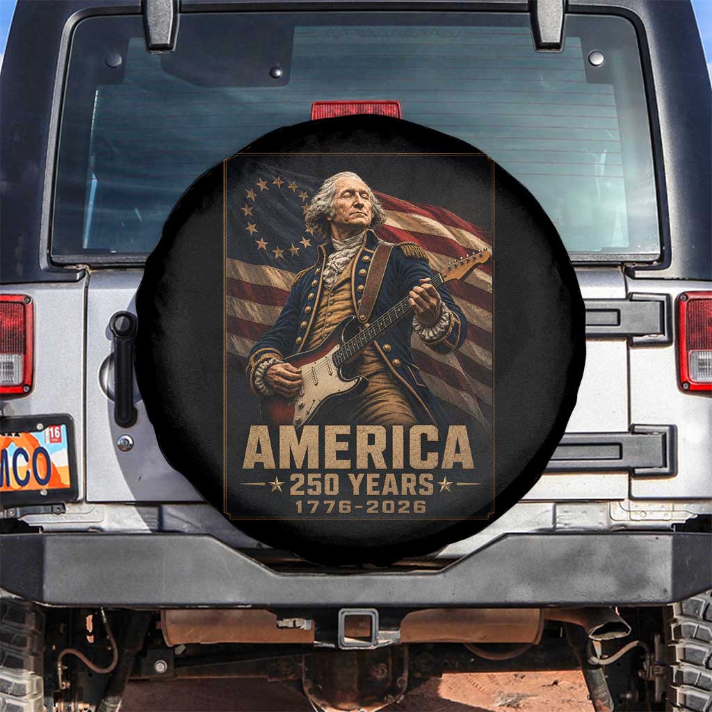 George Washington Playing Guitar USA 250th Anniversary Vintage 4th of July Spare Tire Cover