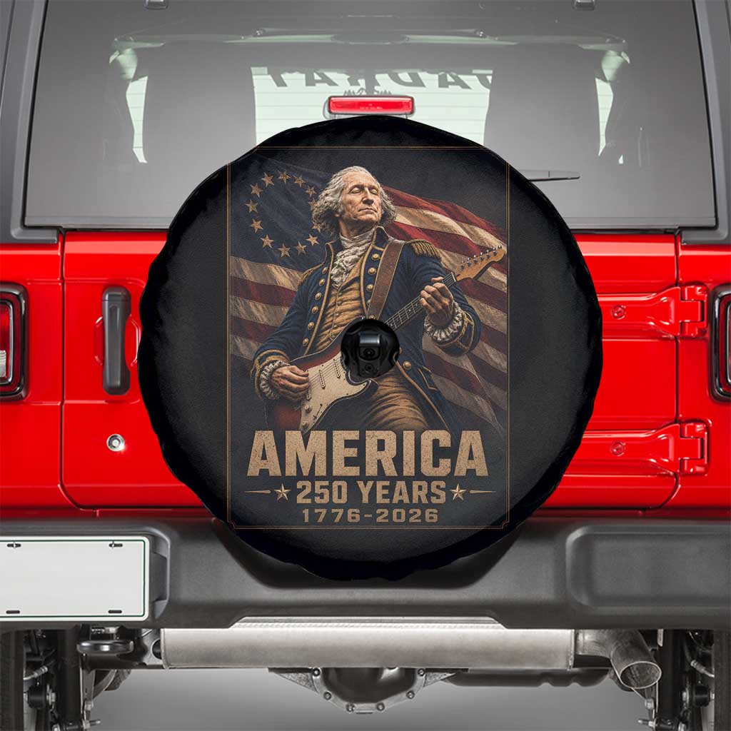 George Washington Playing Guitar USA 250th Anniversary Vintage 4th of July Spare Tire Cover