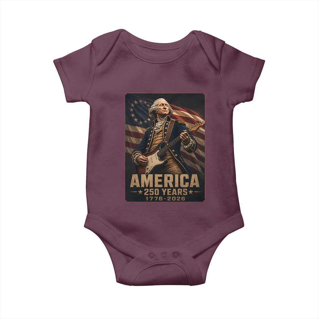 George Washington Playing Guitar USA 250th Anniversary Vintage 4th of July Baby Onesie