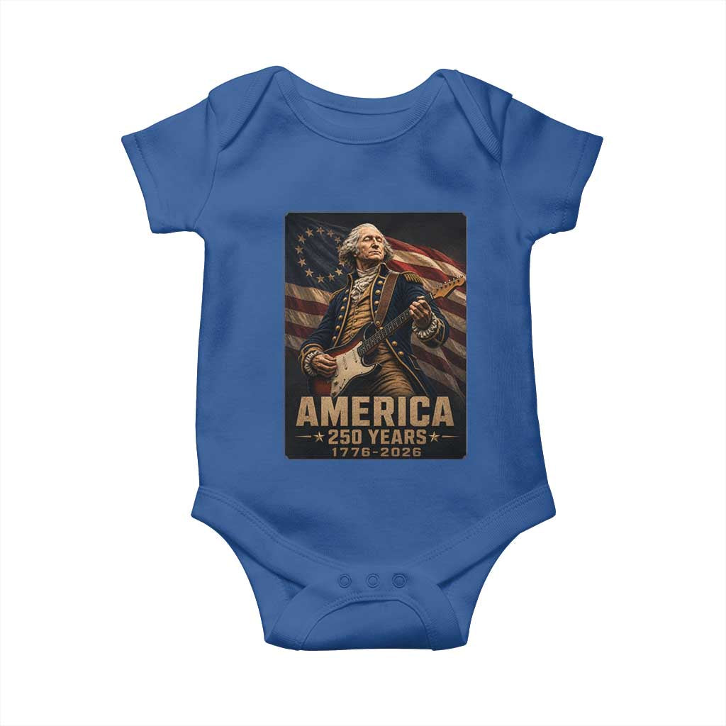 George Washington Playing Guitar USA 250th Anniversary Vintage 4th of July Baby Onesie