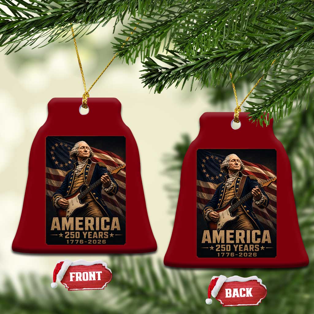 George Washington Playing Guitar USA 250th Anniversary Vintage 4th of July Ceramic Ornament