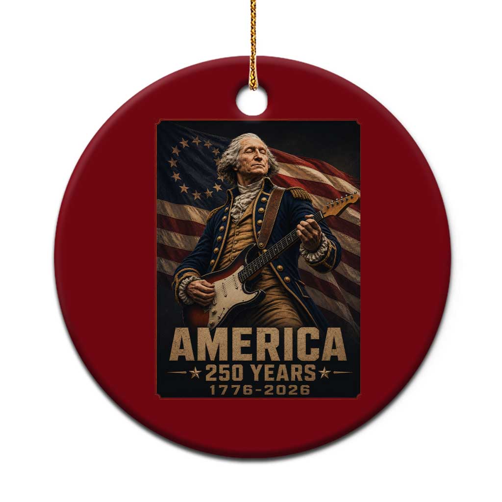 George Washington Playing Guitar USA 250th Anniversary Vintage 4th of July Ceramic Ornament
