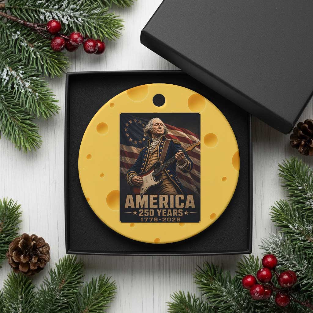 George Washington Playing Guitar USA 250th Anniversary Vintage 4th of July Ceramic Ornament
