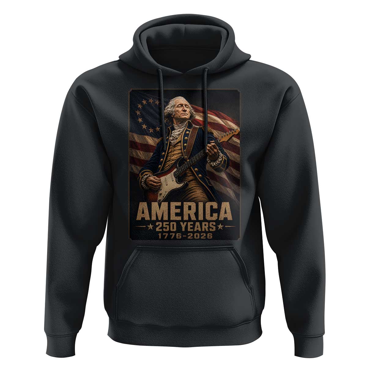 George Washington Playing Guitar USA 250th Anniversary Vintage 4th of July Hoodie