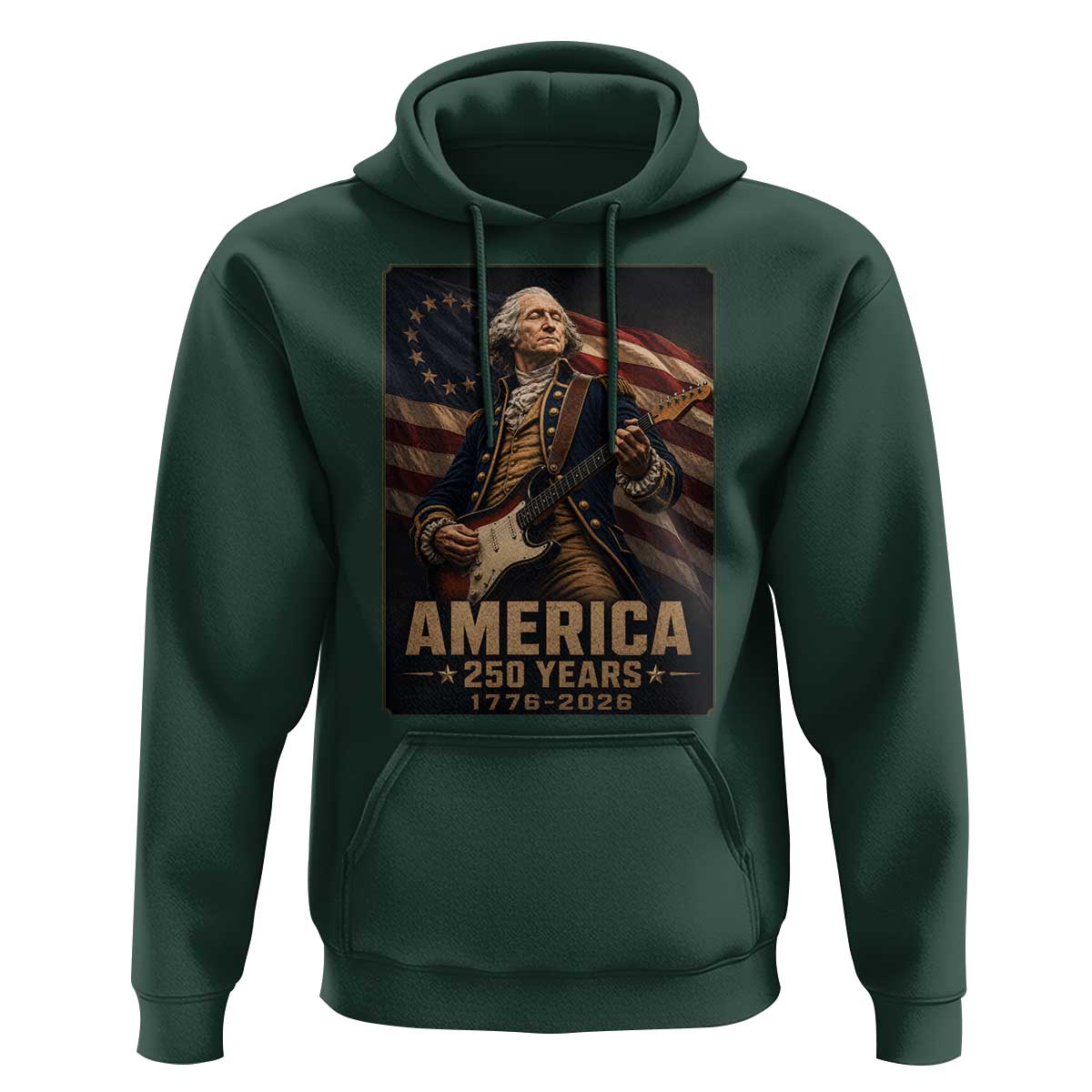 George Washington Playing Guitar USA 250th Anniversary Vintage 4th of July Hoodie