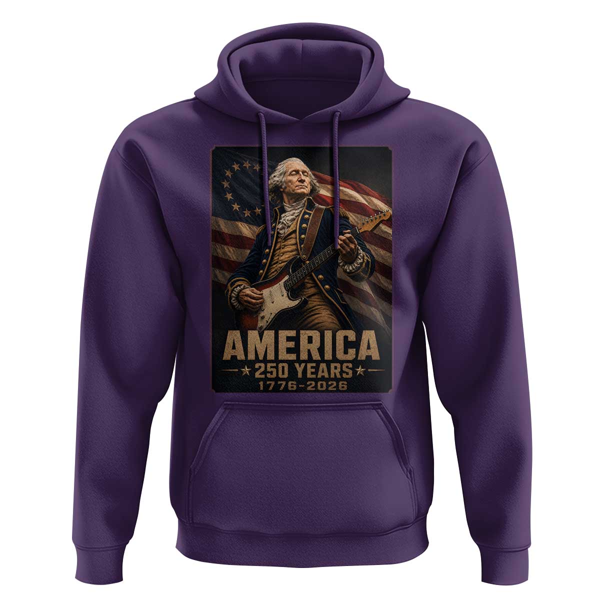 George Washington Playing Guitar USA 250th Anniversary Vintage 4th of July Hoodie