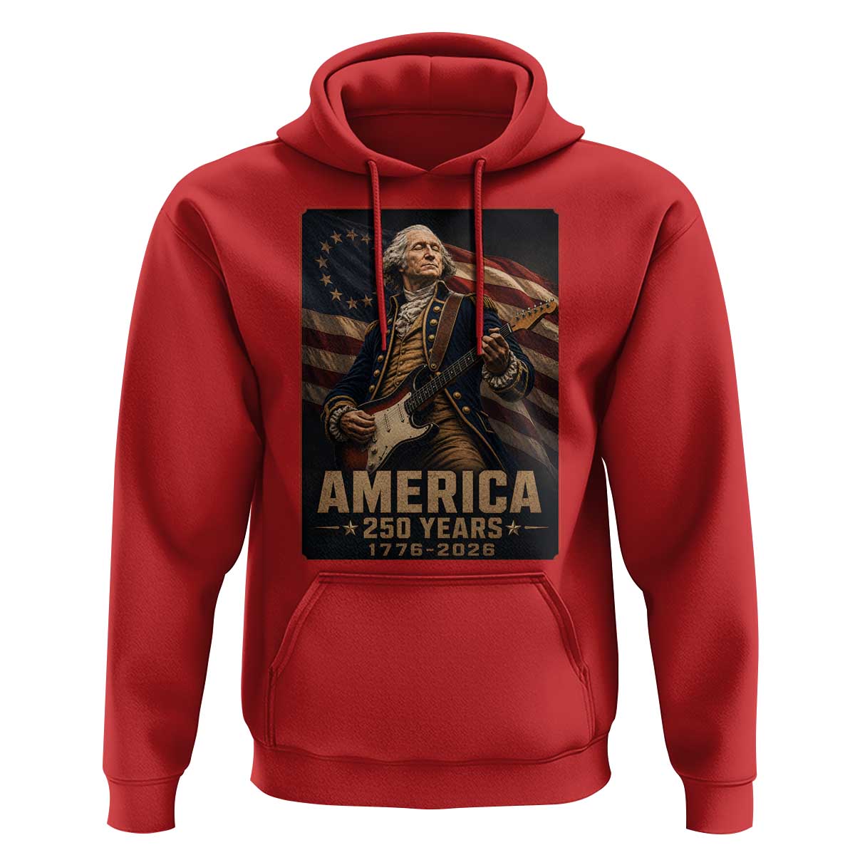 George Washington Playing Guitar USA 250th Anniversary Vintage 4th of July Hoodie