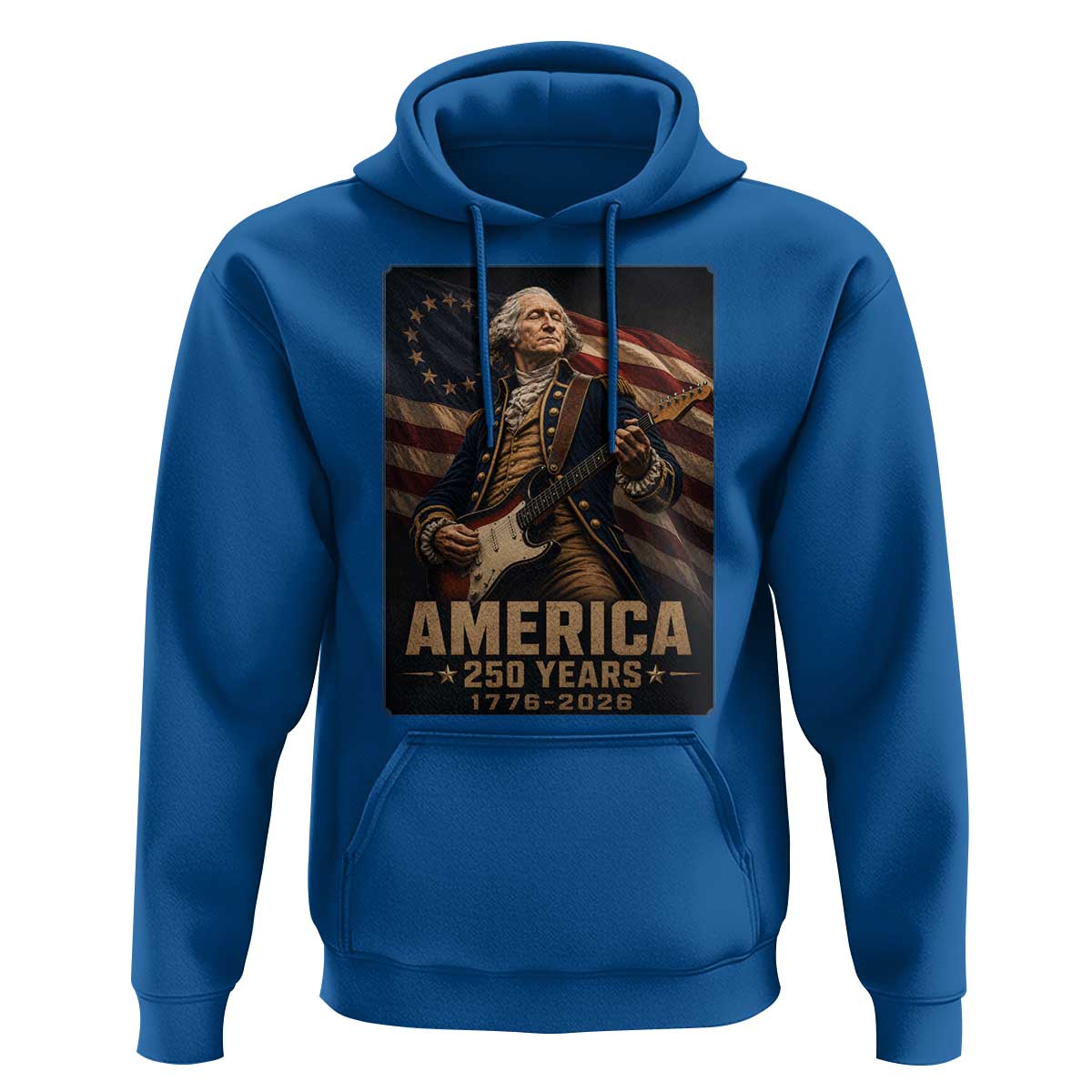 George Washington Playing Guitar USA 250th Anniversary Vintage 4th of July Hoodie