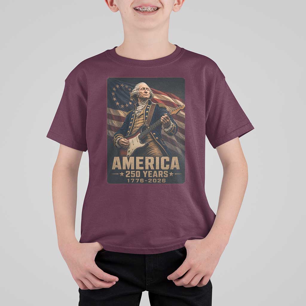 George Washington Playing Guitar USA 250th Anniversary Vintage 4th of July T Shirt For Kid