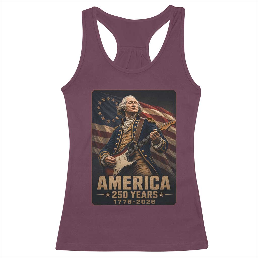 George Washington Playing Guitar USA 250th Anniversary Vintage 4th of July Racerback Tank Top