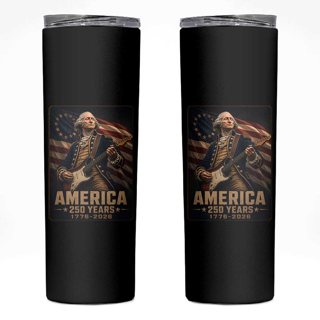George Washington Playing Guitar USA 250th Anniversary Vintage 4th of July Skinny Tumbler