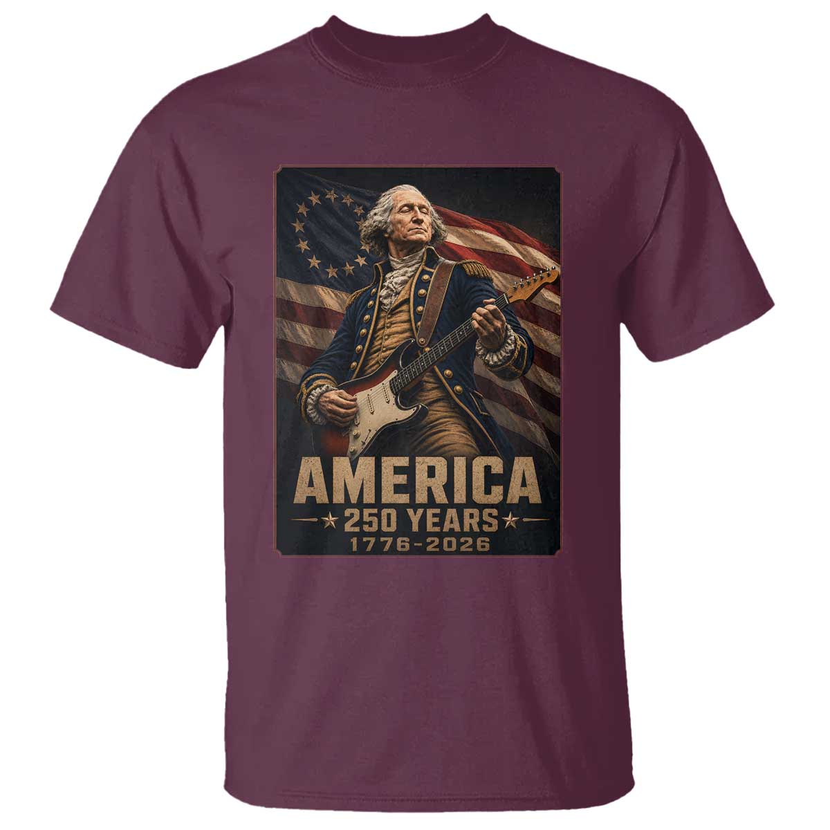 George Washington Playing Guitar USA 250th Anniversary Vintage 4th of July T Shirt