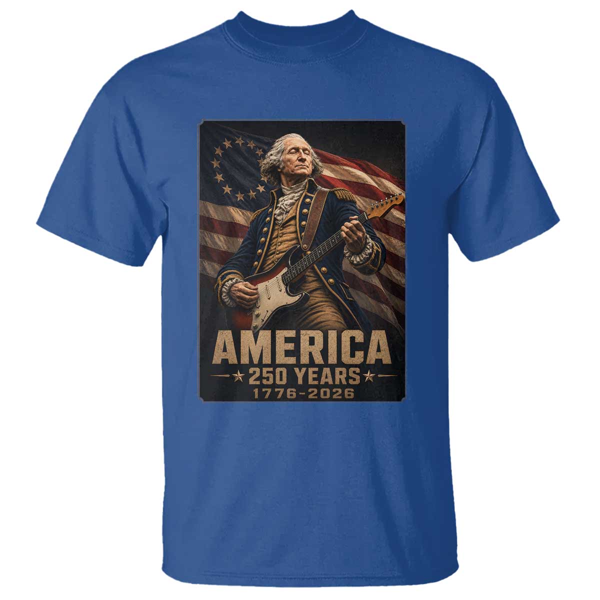 George Washington Playing Guitar USA 250th Anniversary Vintage 4th of July T Shirt