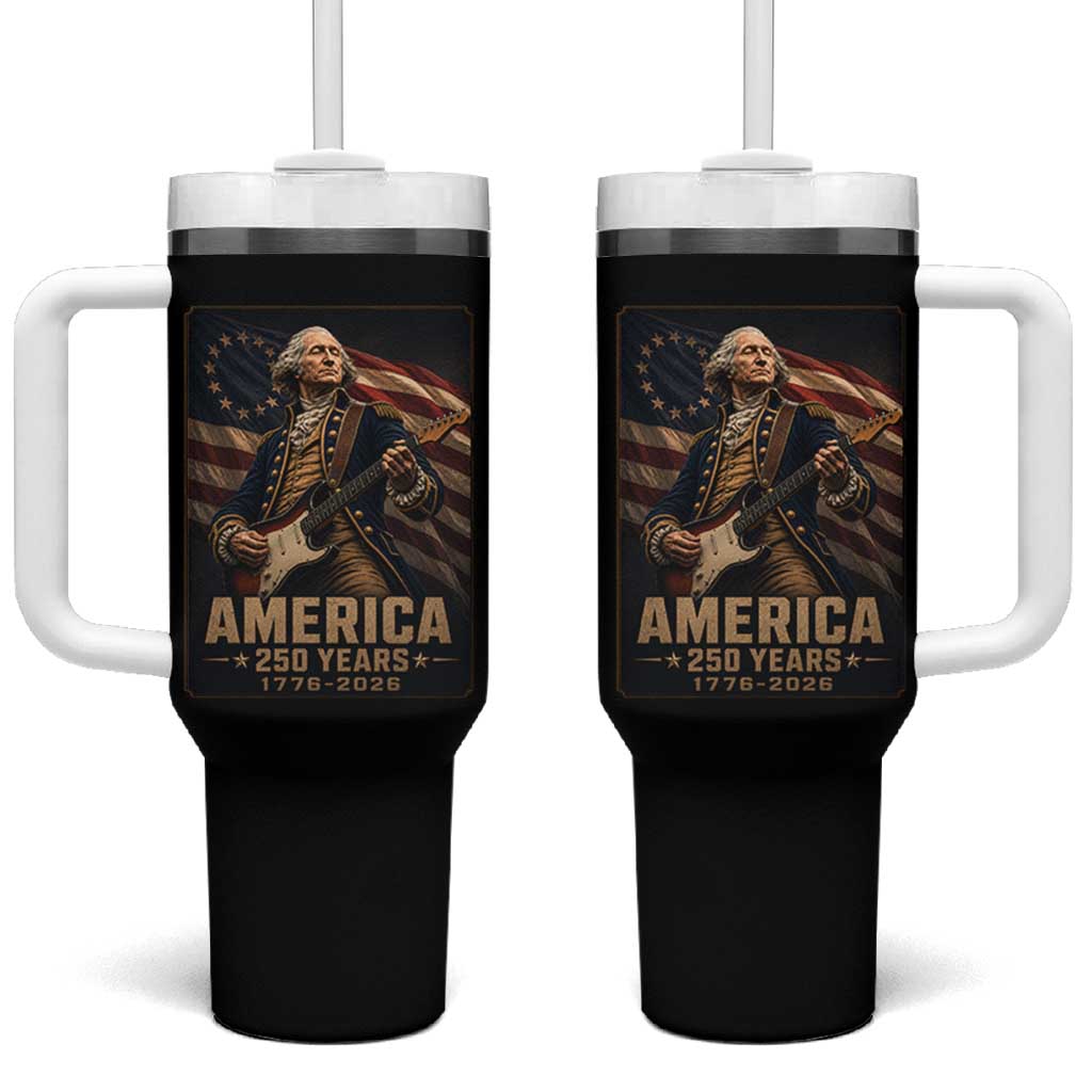 George Washington Playing Guitar USA 250th Anniversary Vintage 4th of July Tumbler With Handle