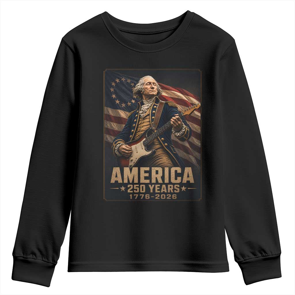 George Washington Playing Guitar USA 250th Anniversary Vintage 4th of July Youth Sweatshirt