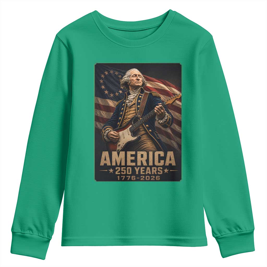 George Washington Playing Guitar USA 250th Anniversary Vintage 4th of July Youth Sweatshirt
