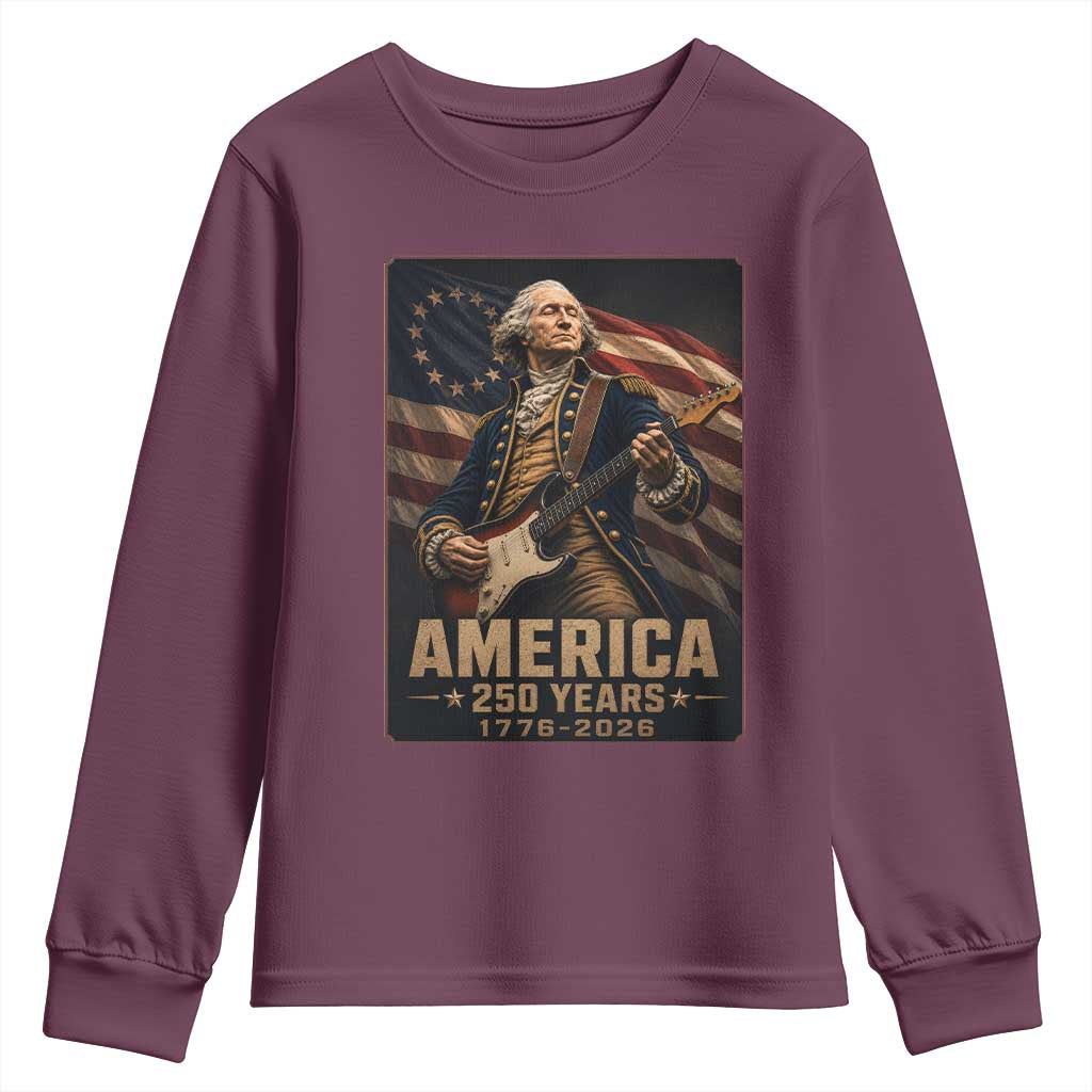 George Washington Playing Guitar USA 250th Anniversary Vintage 4th of July Youth Sweatshirt