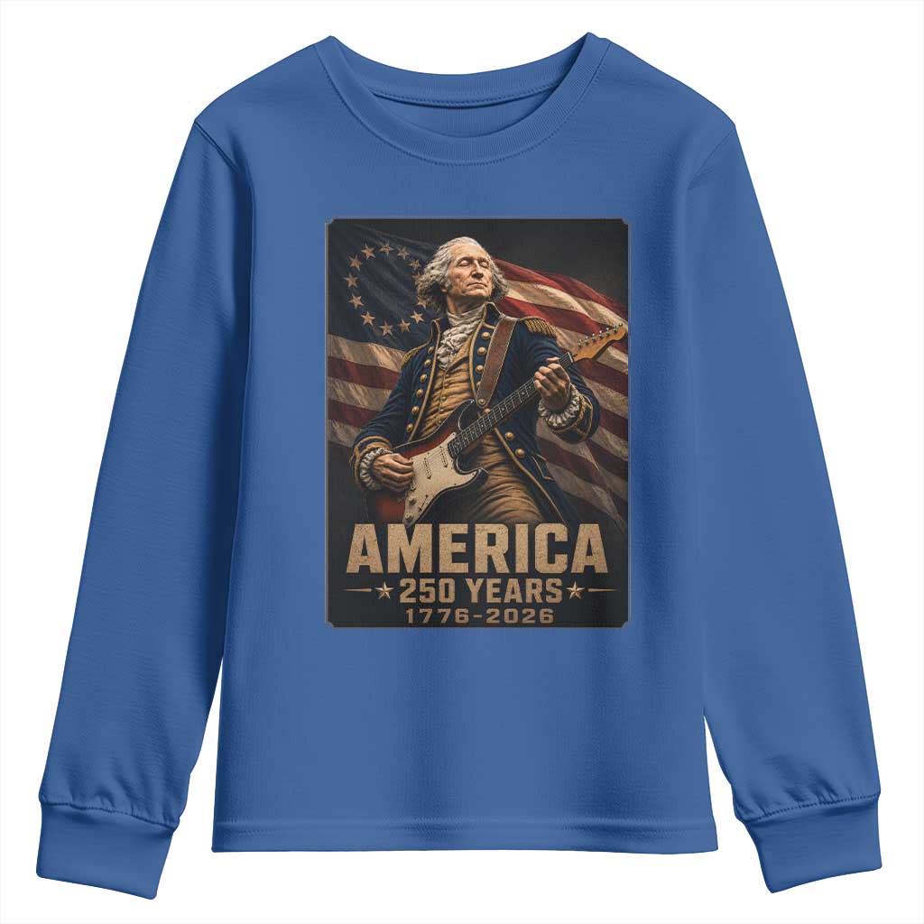 George Washington Playing Guitar USA 250th Anniversary Vintage 4th of July Youth Sweatshirt
