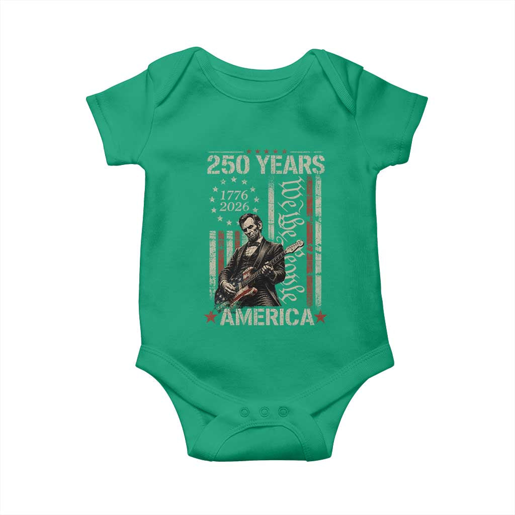 Abraham Lincoln Playing Guitar 4th July 250 Years America Baby Onesie