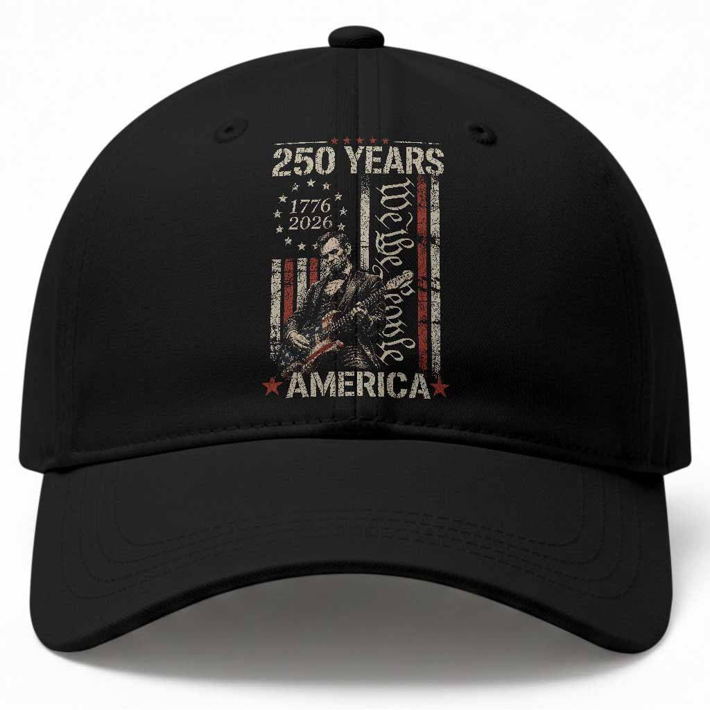 Abraham Lincoln Playing Guitar 4th July 250 Years America Baseball Cap