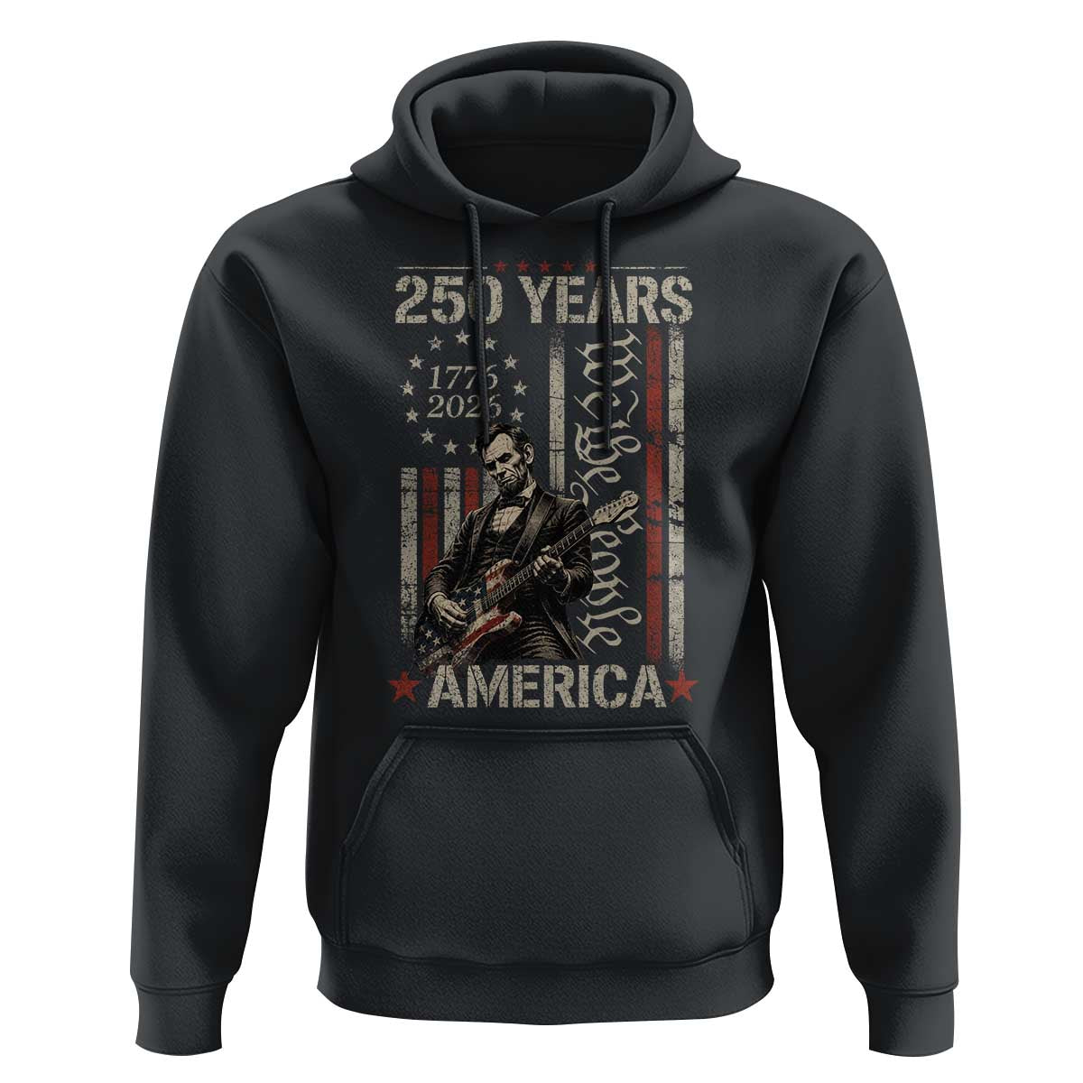 Abraham Lincoln Playing Guitar 4th July 250 Years America Hoodie