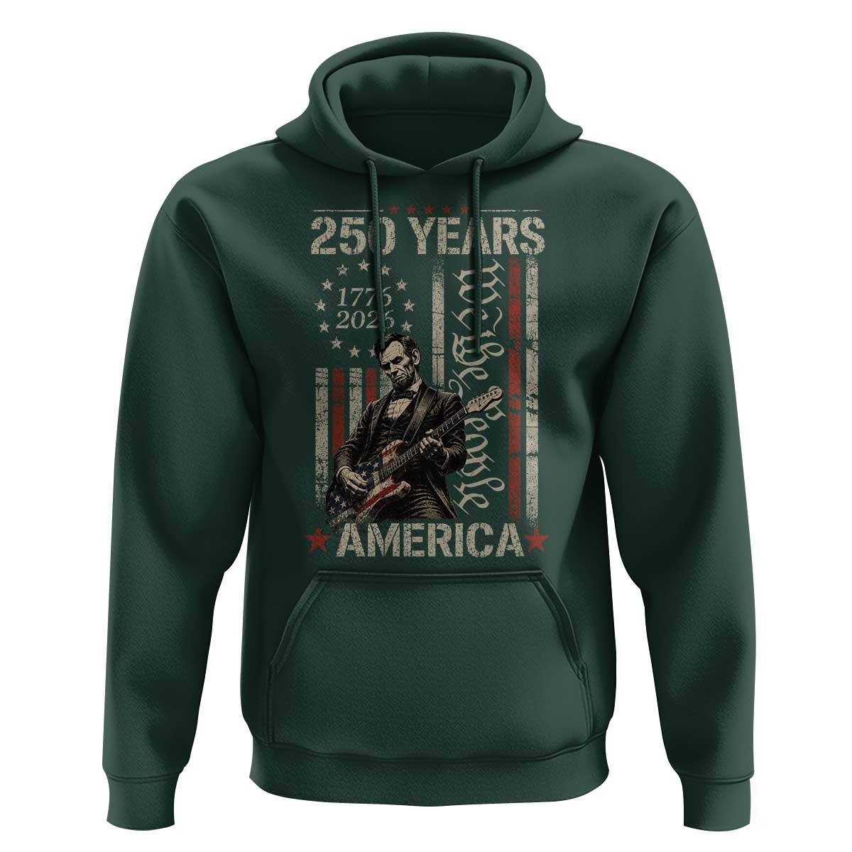 Abraham Lincoln Playing Guitar 4th July 250 Years America Hoodie