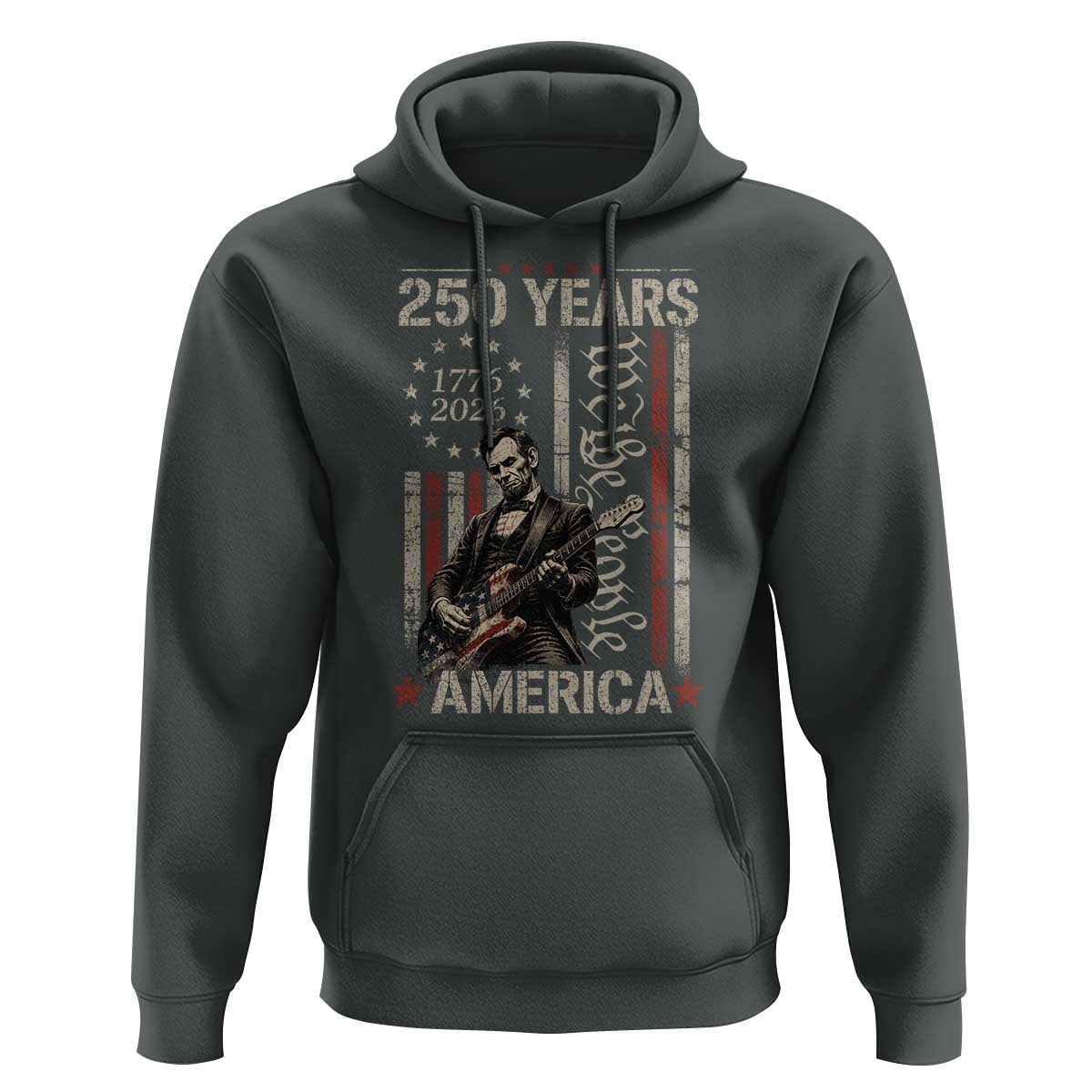 Abraham Lincoln Playing Guitar 4th July 250 Years America Hoodie