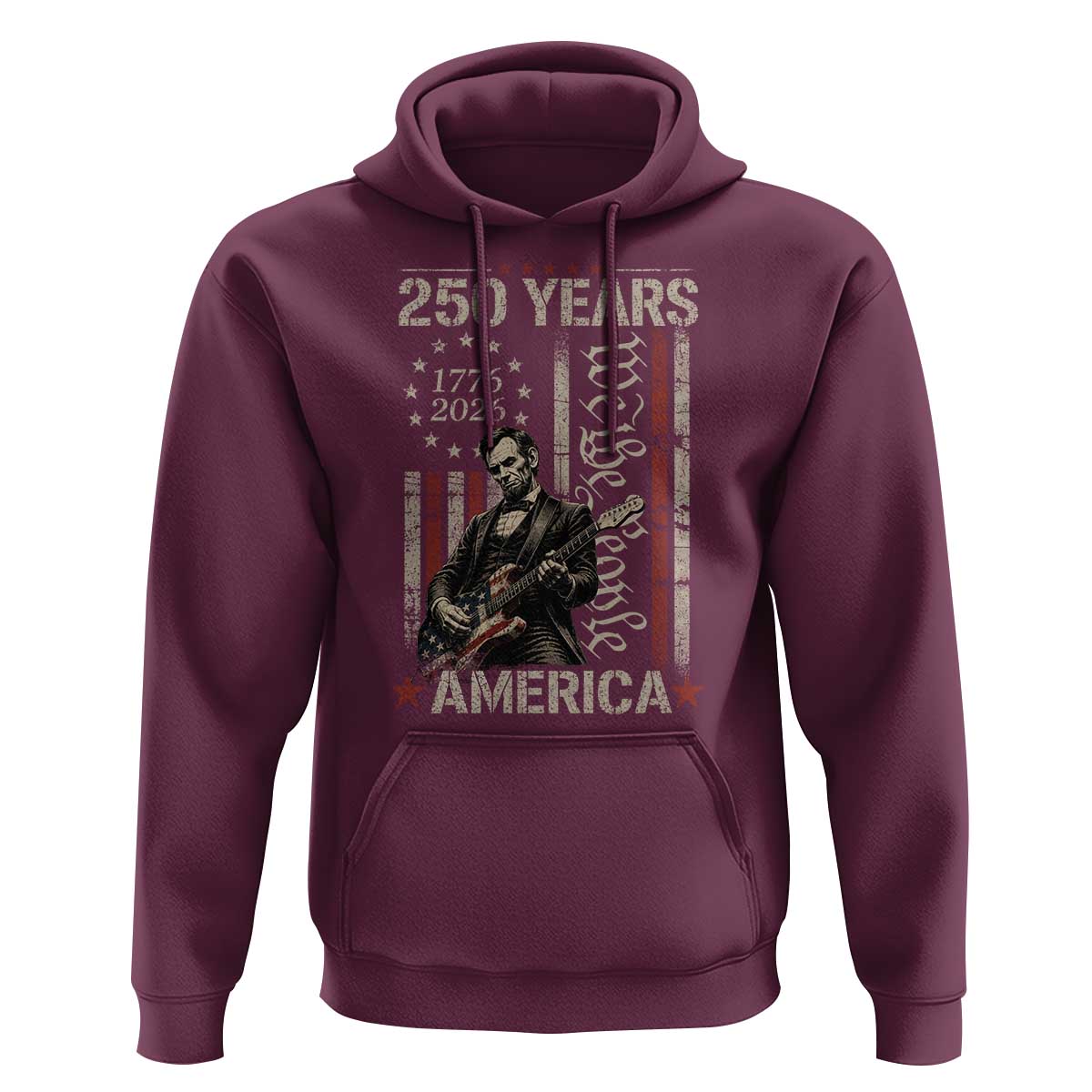 Abraham Lincoln Playing Guitar 4th July 250 Years America Hoodie