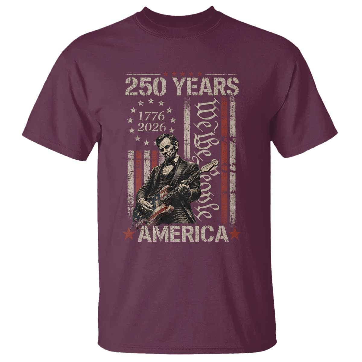 Abraham Lincoln Playing Guitar 4th July 250 Years America T Shirt