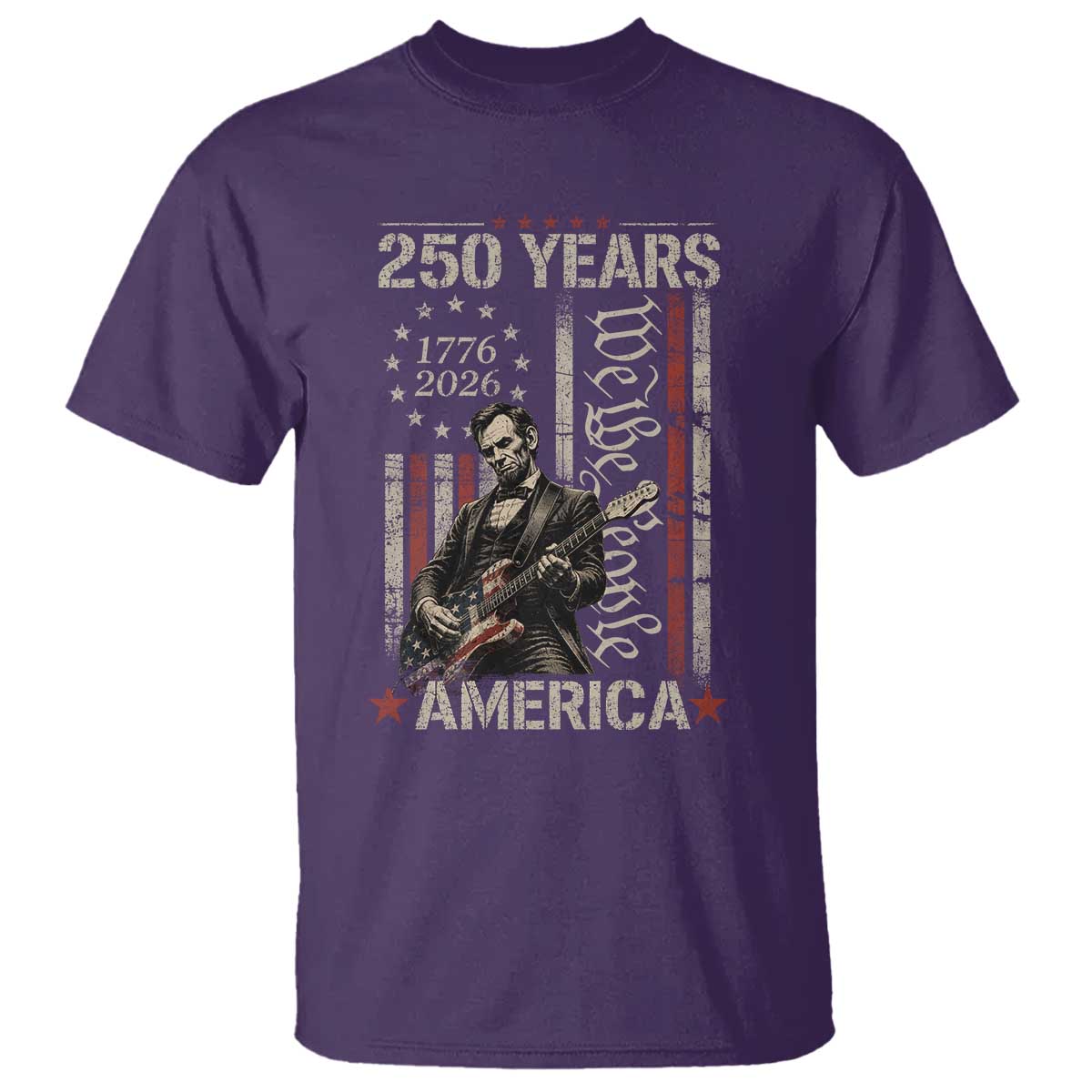 Abraham Lincoln Playing Guitar 4th July 250 Years America T Shirt