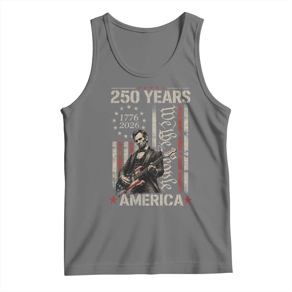 Abraham Lincoln Playing Guitar 4th July 250 Years America Tank Top