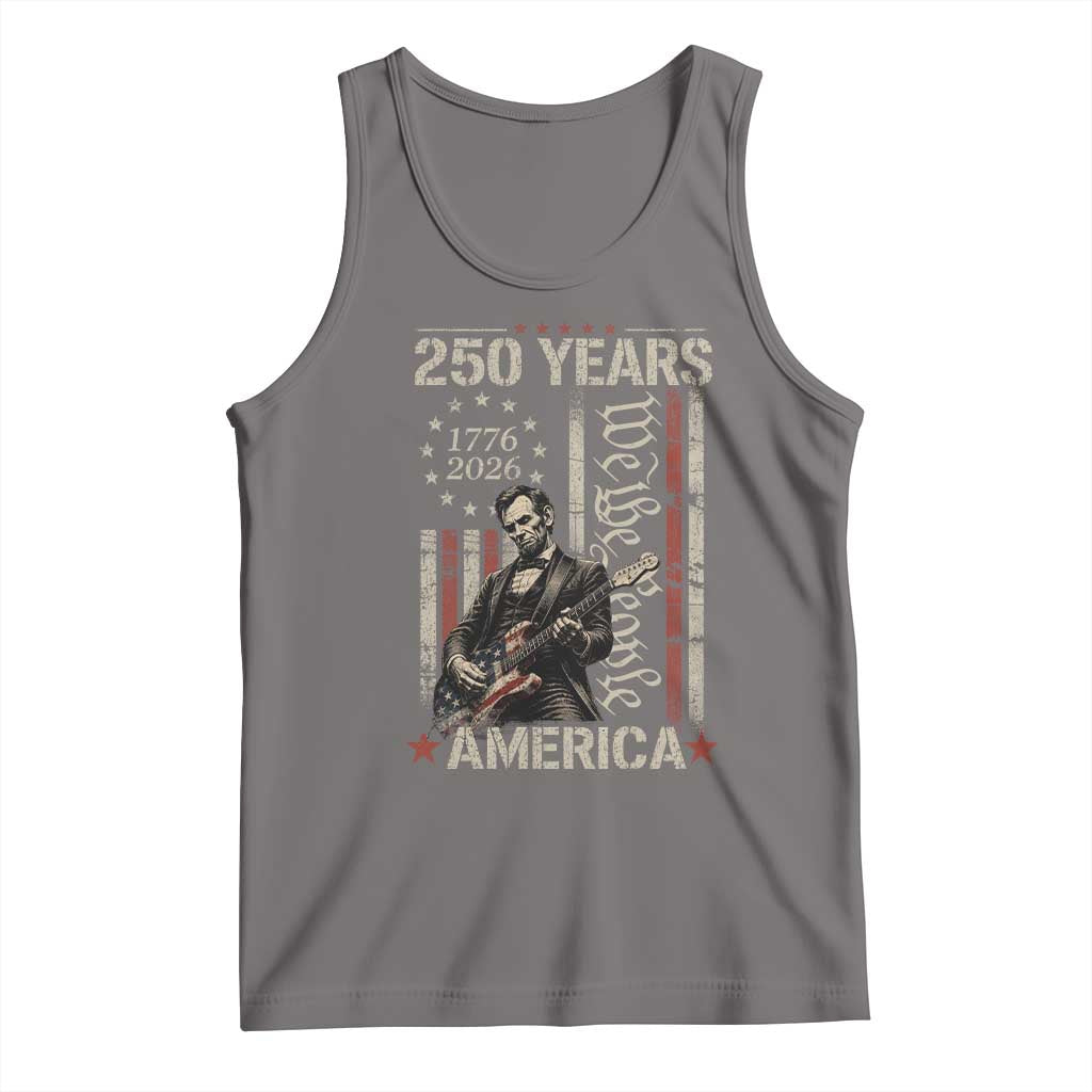 Abraham Lincoln Playing Guitar 4th July 250 Years America Tank Top
