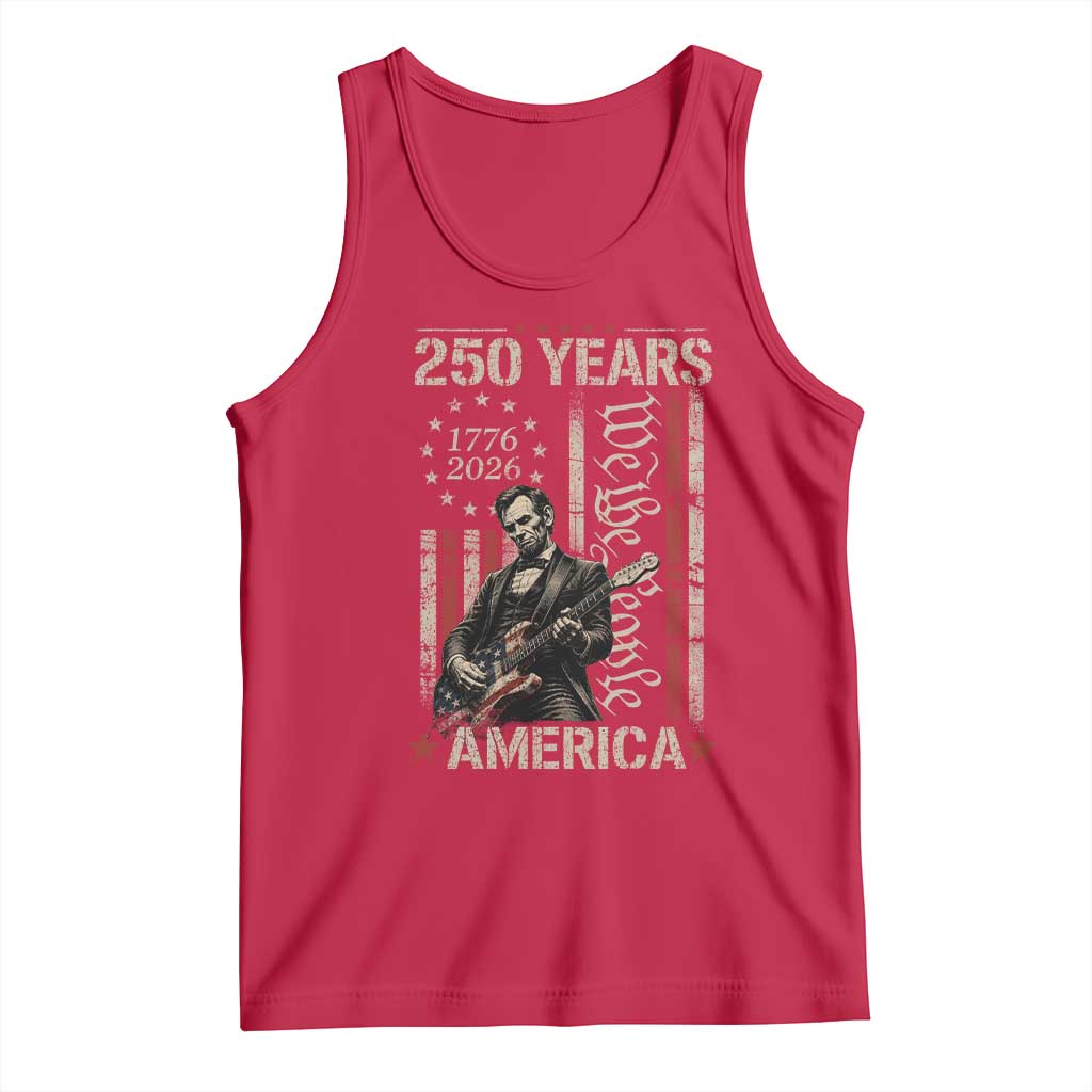 Abraham Lincoln Playing Guitar 4th July 250 Years America Tank Top