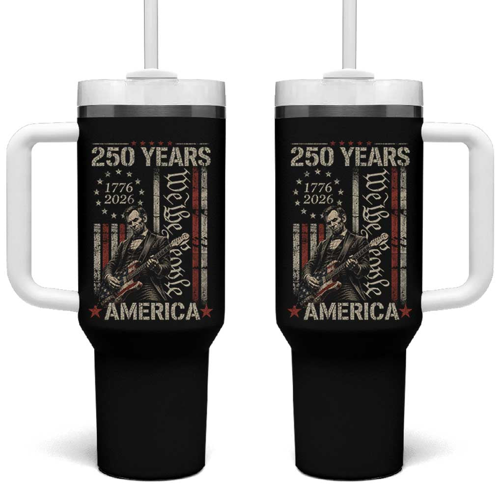 Abraham Lincoln Playing Guitar 4th July 250 Years America Tumbler With Handle