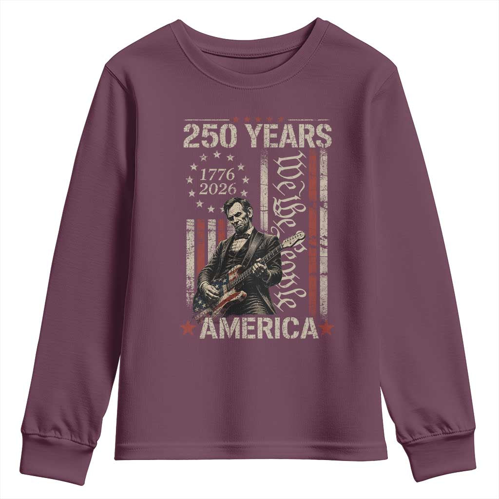 Abraham Lincoln Playing Guitar 4th July 250 Years America Youth Sweatshirt