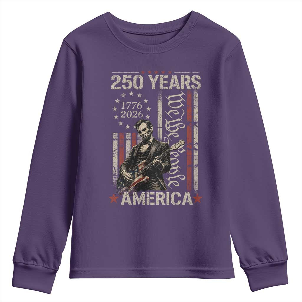Abraham Lincoln Playing Guitar 4th July 250 Years America Youth Sweatshirt