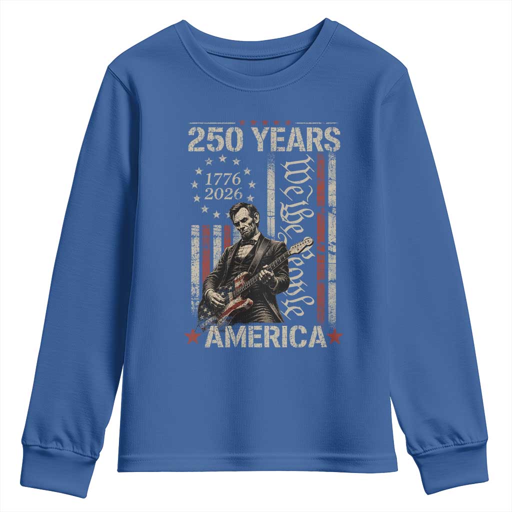 Abraham Lincoln Playing Guitar 4th July 250 Years America Youth Sweatshirt