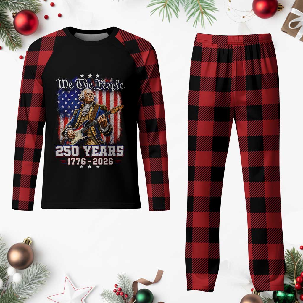 George Washington Playing Guitar 250th Anniversary USA Plaid Pajama Set We The People 250 Years 1776 2026