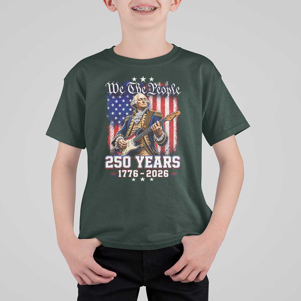 George Washington Playing Guitar 250th Anniversary USA T Shirt For Kid We The People 250 Years 1776 2026
