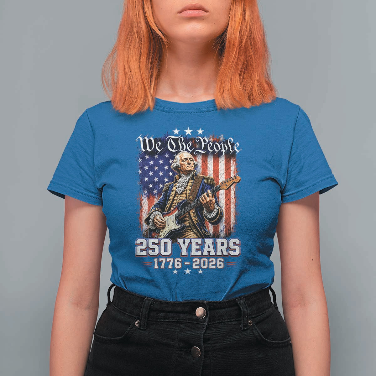 George Washington Playing Guitar 250th Anniversary USA T Shirt For Women We The People 250 Years 1776 2026