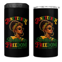 Juneteenth Rooted In Freedom Since 1865 4 in 1 Can Cooler Tumbler Black Women African American