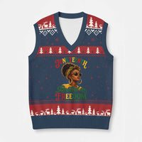 Juneteenth Rooted In Freedom Since 1865 V-Neck Knit Sweater Vest Black Women African American