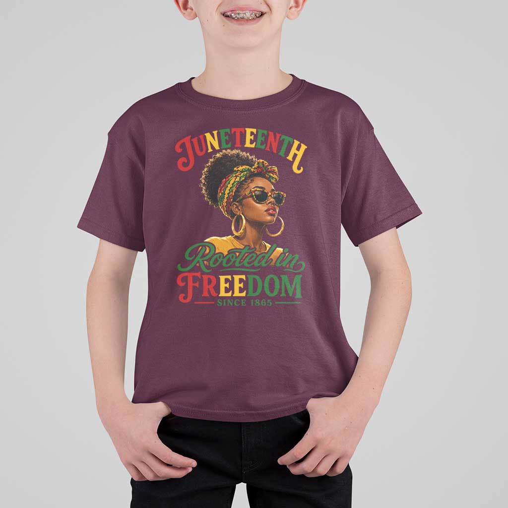 Juneteenth Rooted In Freedom Since 1865 T Shirt For Kid Black Women African American